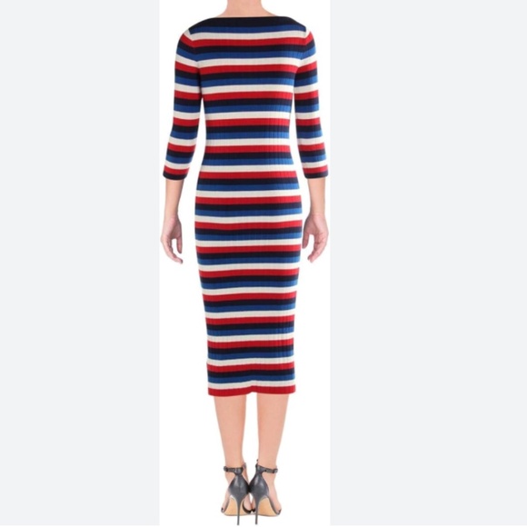 Lauren by Ralph Lauren Women's Razella Striped 3/4 Sleeve Boat Neck Dress Size L - Picture 2 of 10
